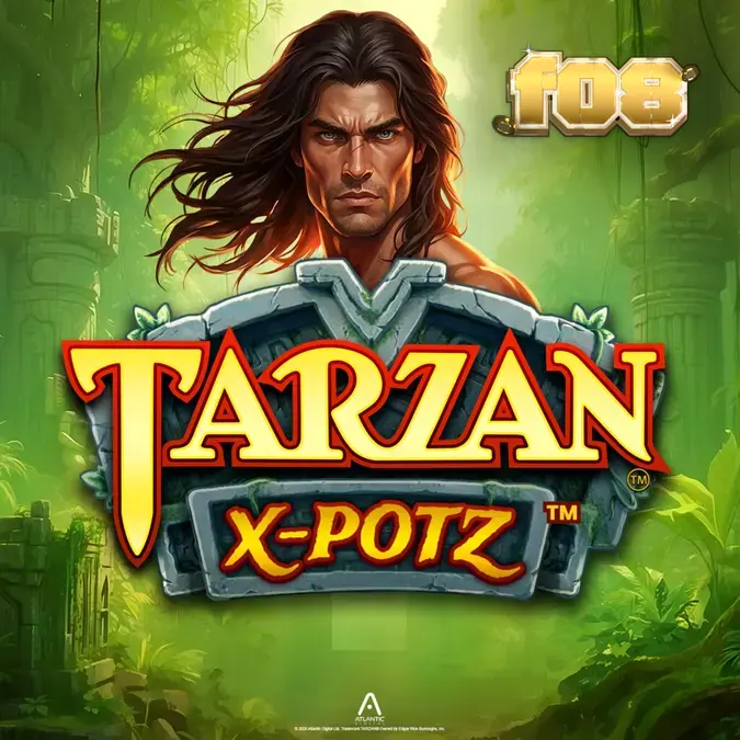 Tampilan visual slot Tarzan X-Potz dengan latar belakang kuil hutan